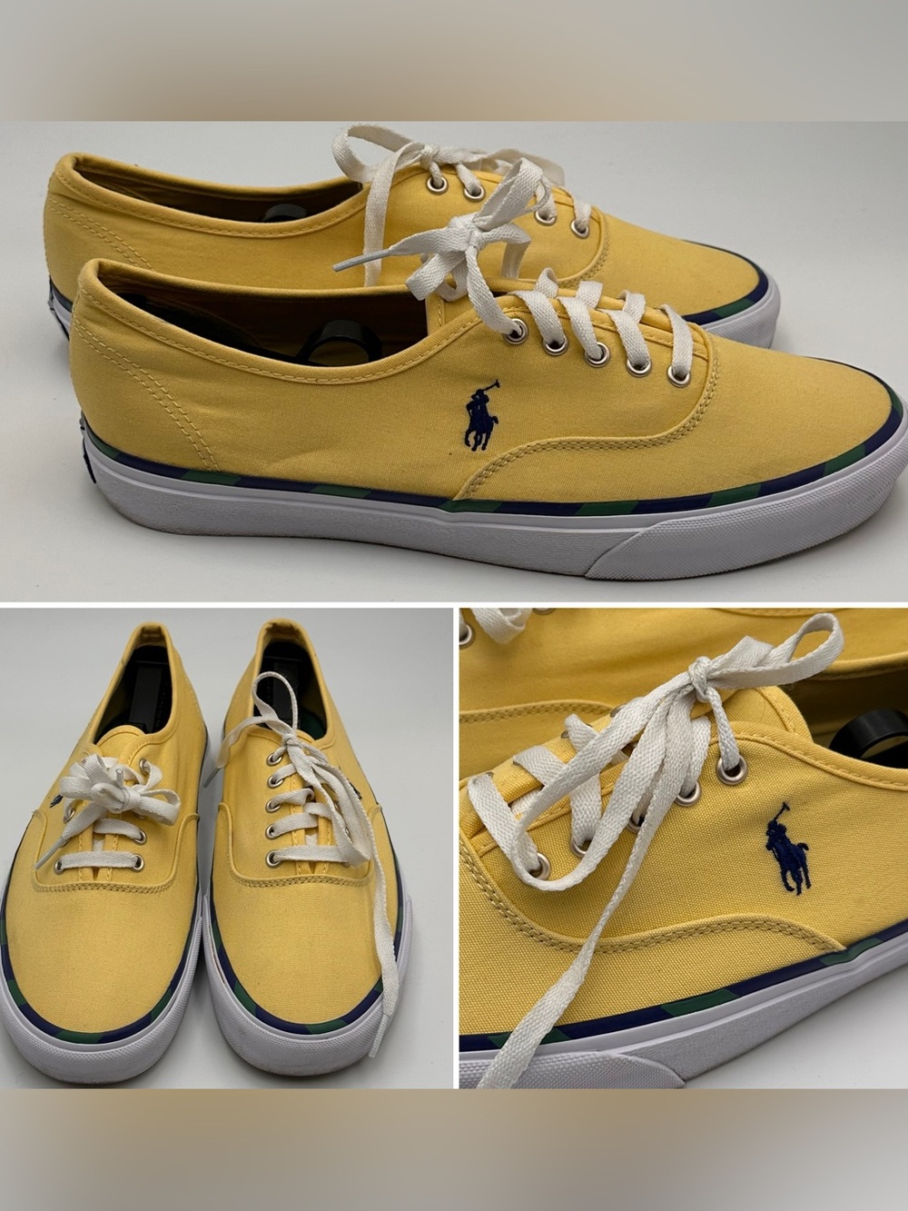 POLO RALPH LAUREN MENS SNEAKERS SZ 10.5 YELLOW KEATON PONY PREPPY SHOES